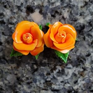 Vintage Orange Flower Earrings